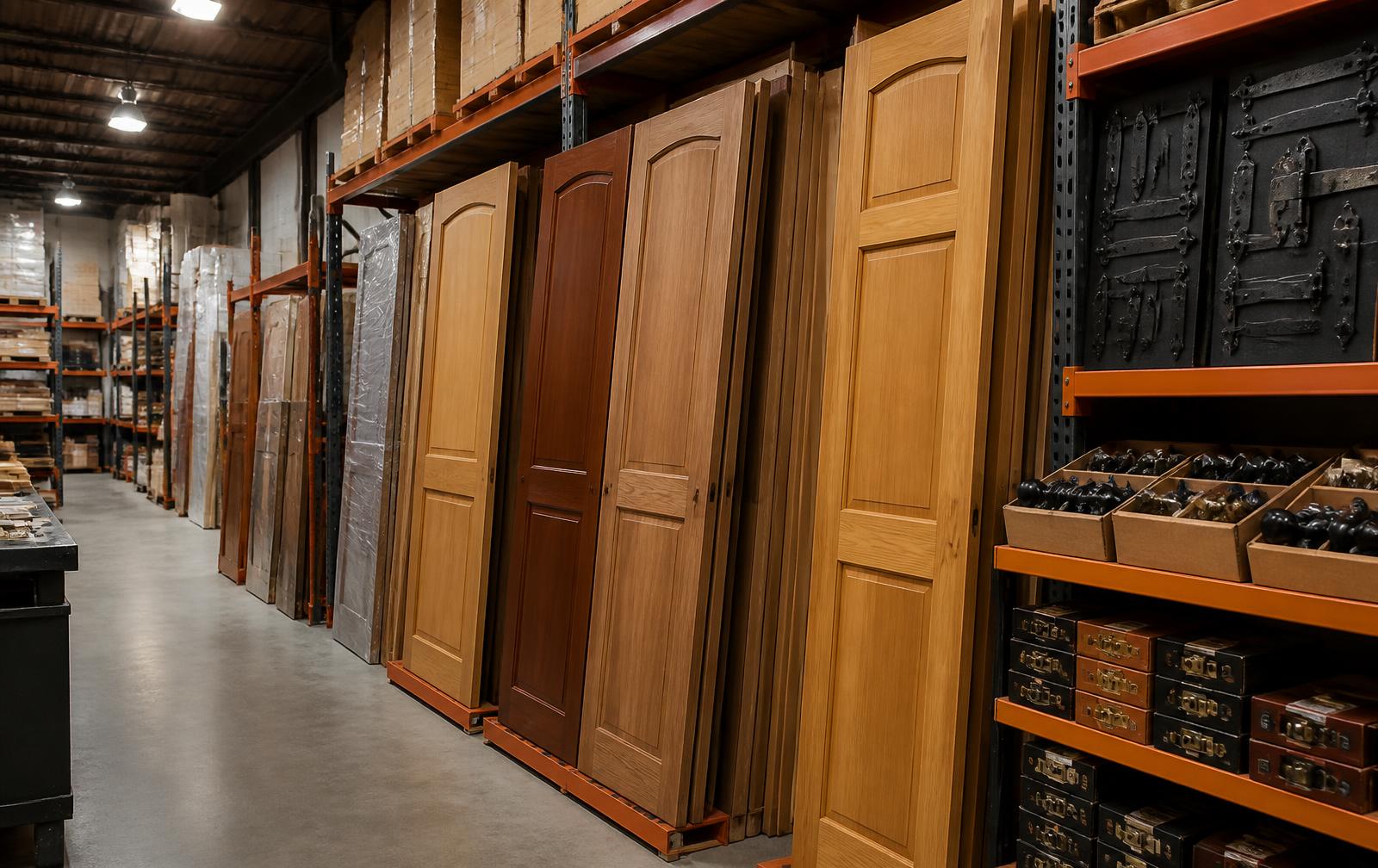 Bodega con puertas de madera y quincallería